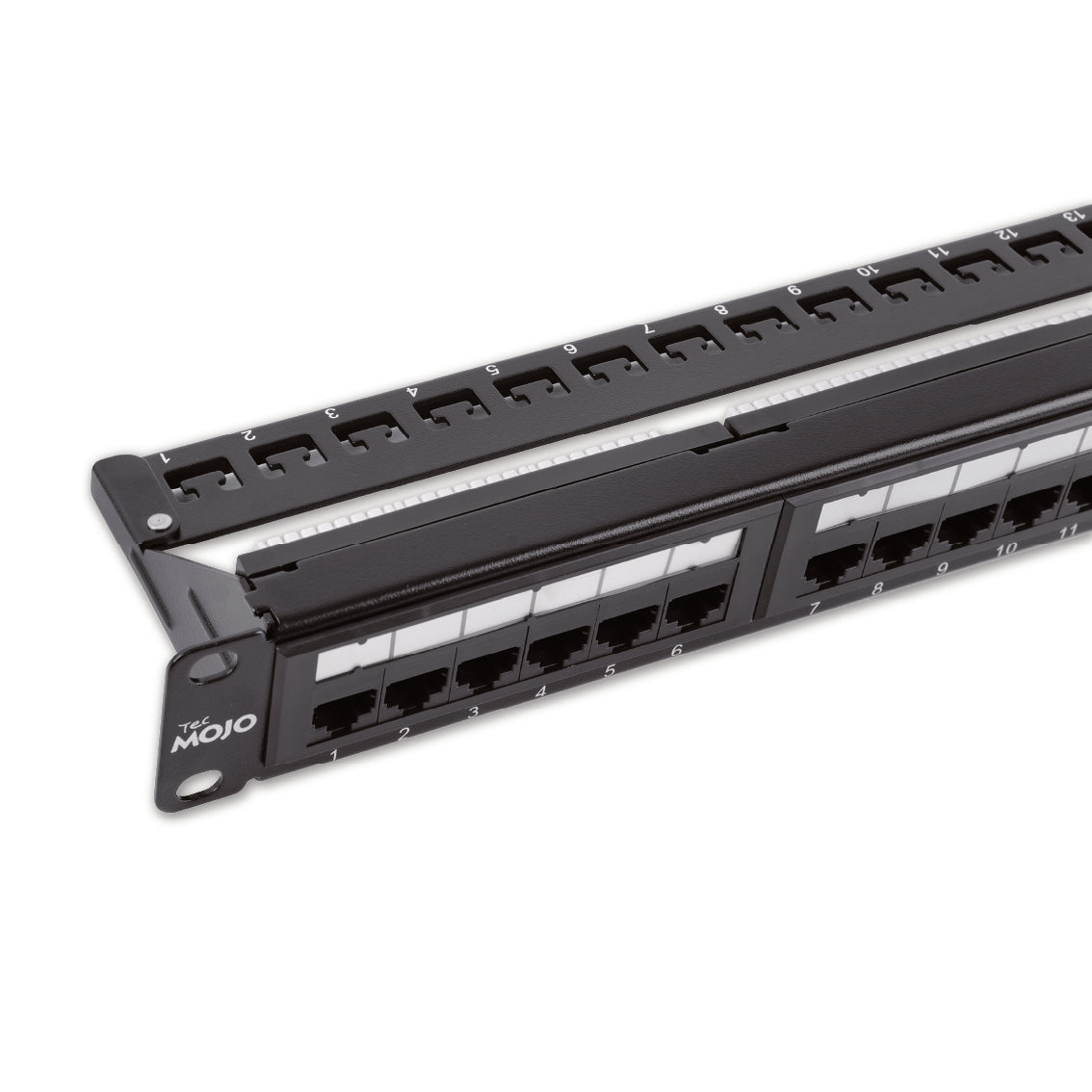 Tecmojo 1U 24-Port Cat6 Patch Panel with Cable Management