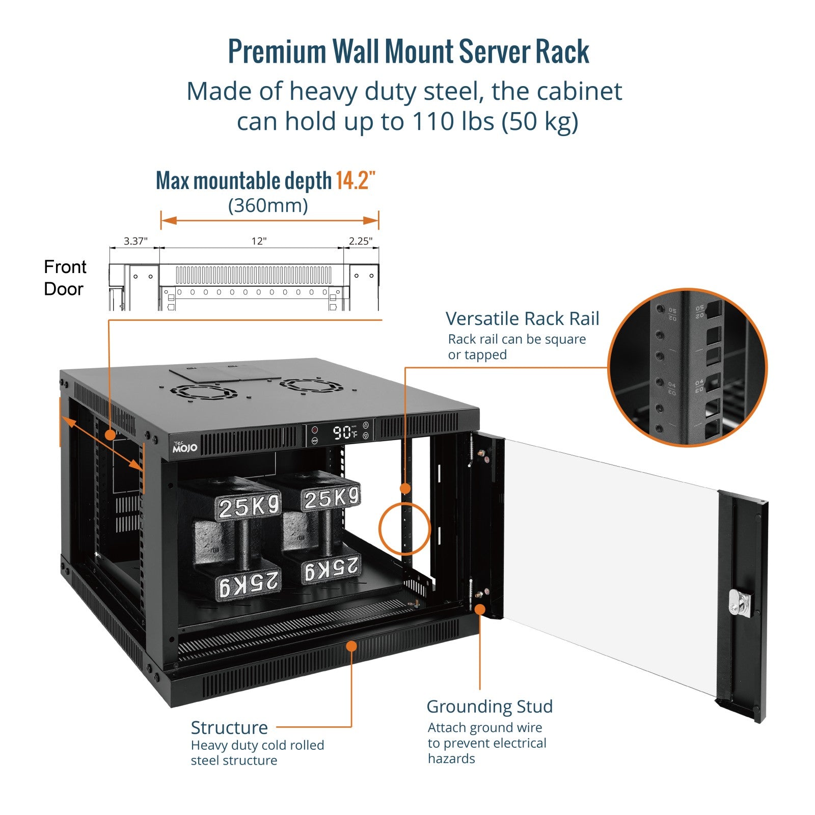 6U Wall Mount Rack Cabinet With Thermostat,Lockable Door | Tecmojo
