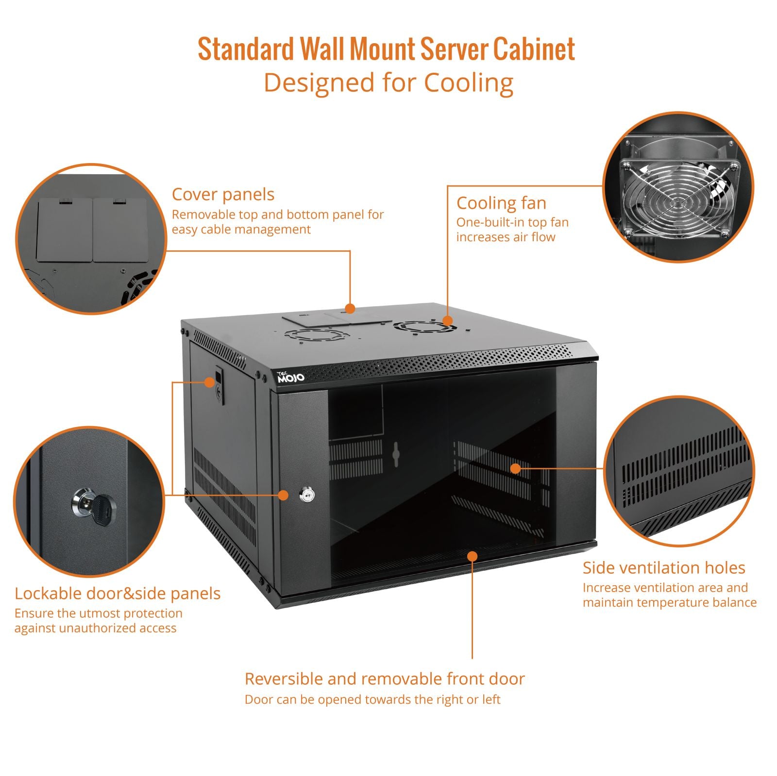 6u Rack Front View 6U Wall Mount Cabinet 450mm Depth Black Glass Door Flat Pack Server ...