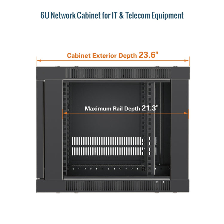 Tecmojo 6U 600mm Depth Glass Door Elite Wall Mount Cabinet( Flat Pack)