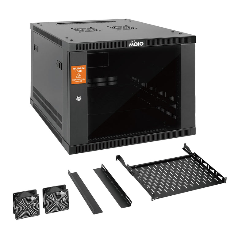 Tecmojo 9U 600mm Depth Glass Door Elite Wall Mount Cabinet( Flat Pack)