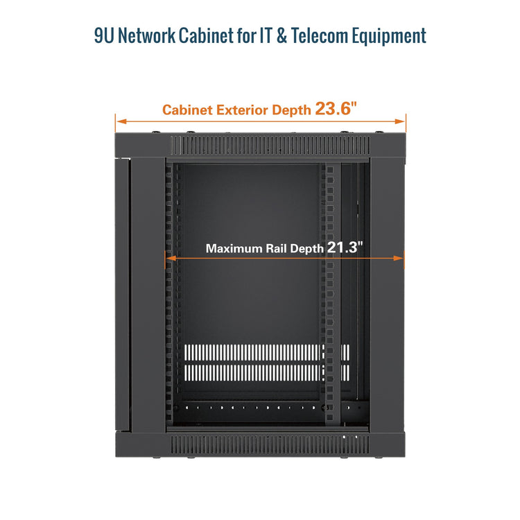 Tecmojo 9U 600mm Depth Glass Door Elite Wall Mount Cabinet( Flat Pack)