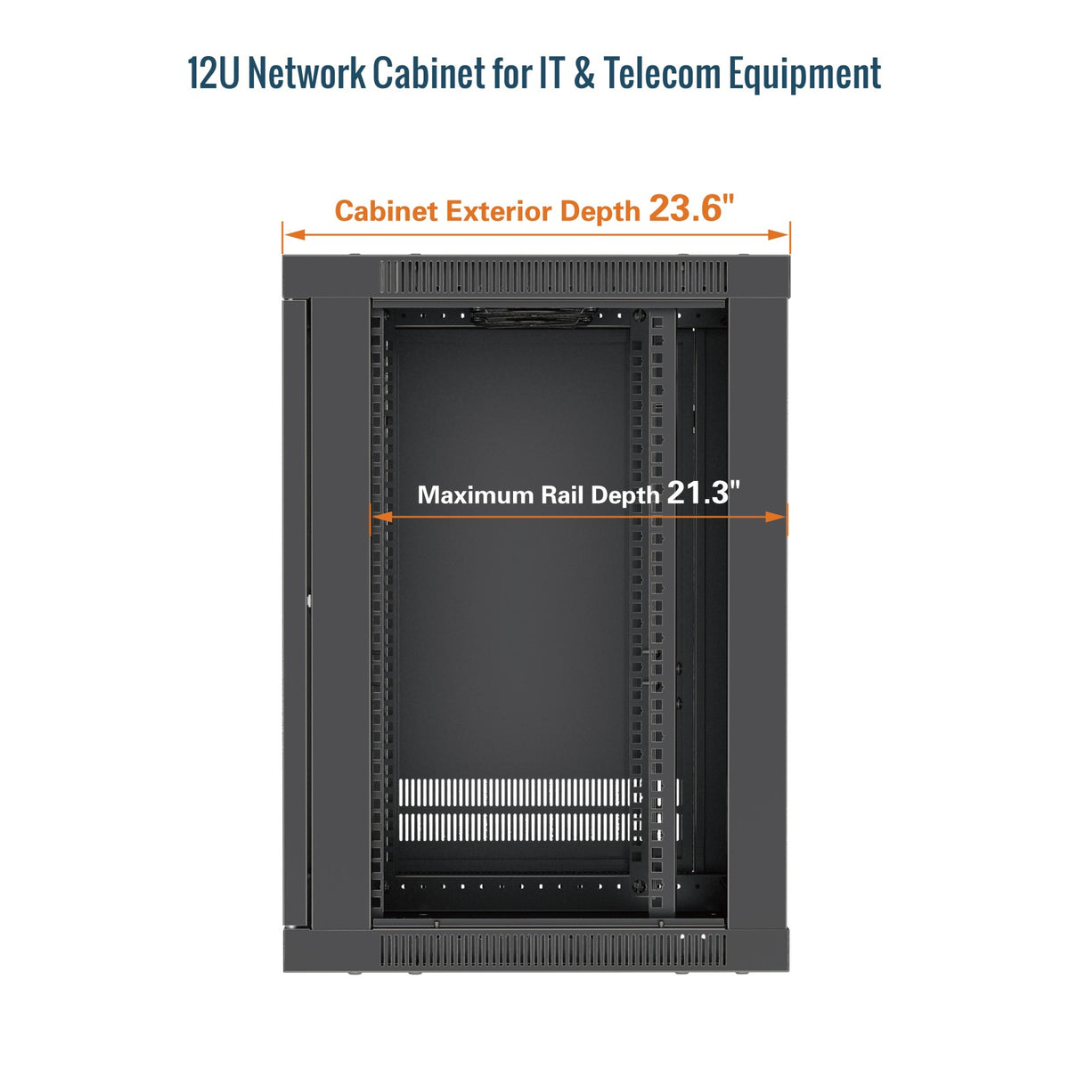 12U Wall Mount Server Rack Cabinet with Fan – 600mm Depth Network Rack ...