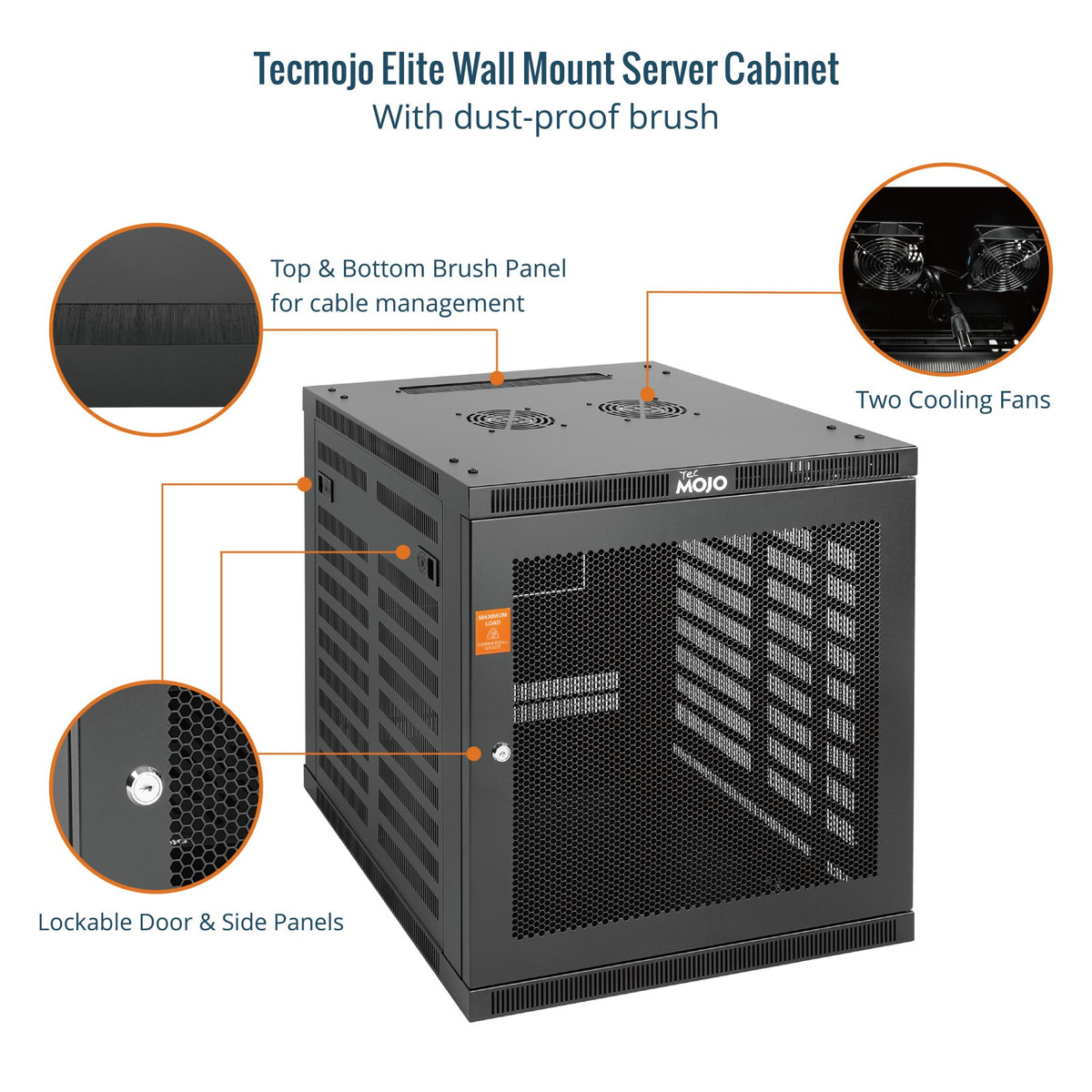 12U Wall Mount Server Rack Cabinet with Fan – 600mm Depth Network Rack ...