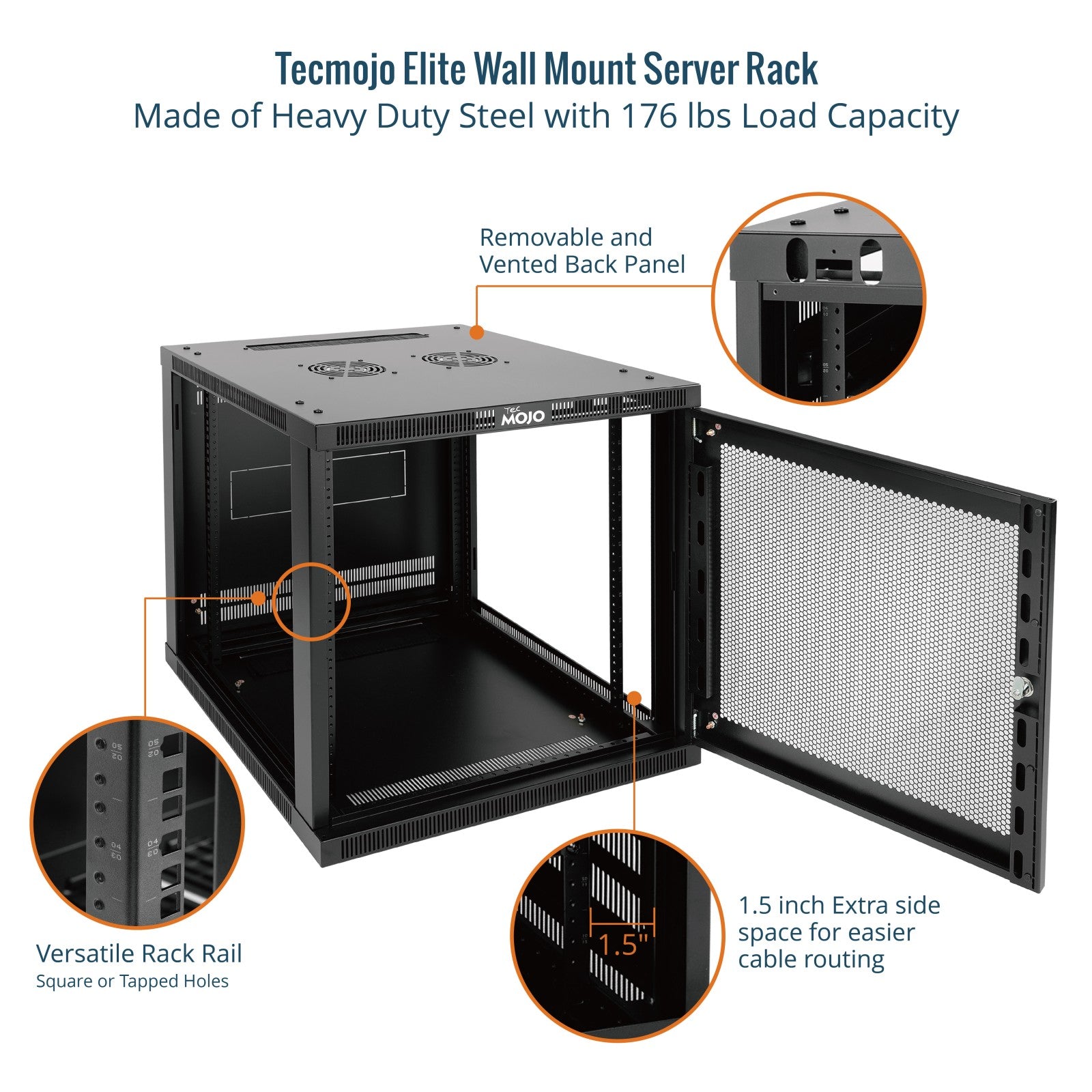 12U Wall Mount Server Rack Cabinet with Fan – 600mm Depth Network