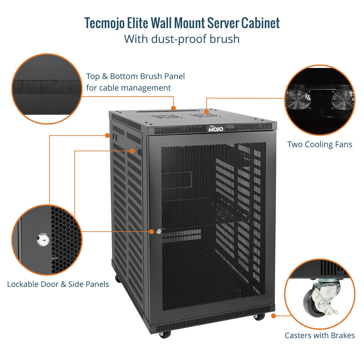 18U Wall Mount Server Rack Cabinet with Mesh Door – Enclosed 19 Inch ...