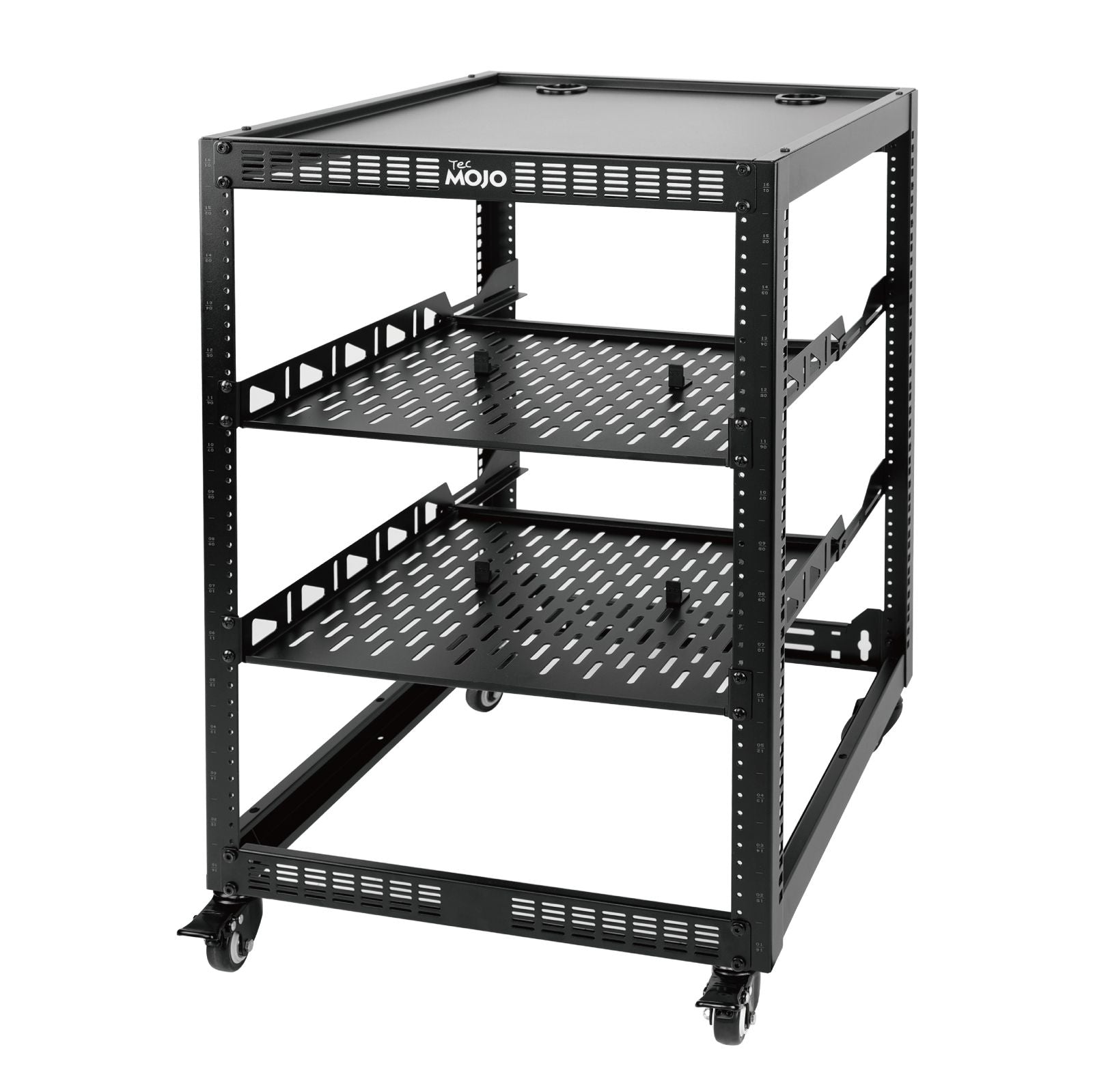 16U Open Frame Rack 4-Post AV Rack with Casters | Tecmojo