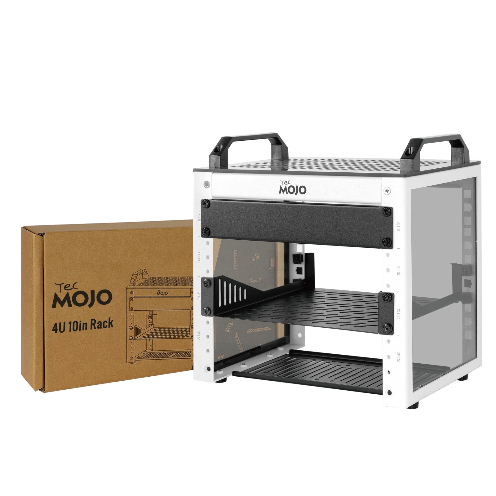Tecmojo 4U Network Rack, 10 inch Mini Server Rack with 2 Side Transluc