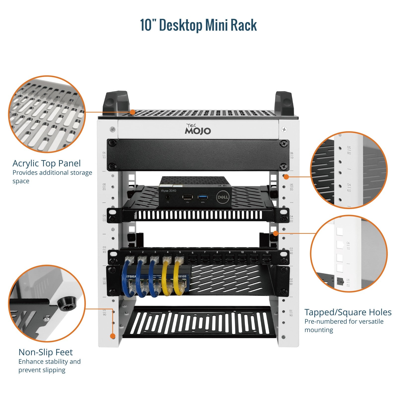 Tecmojo 6U Network Rack Mini Server Rack with 2 Side Translucent Panel