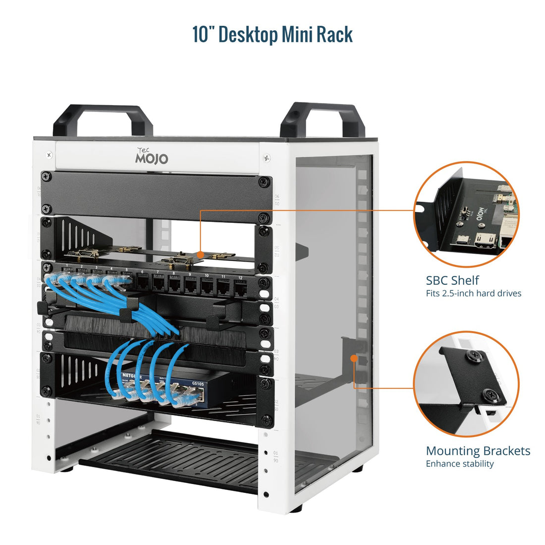Tecmojo 6U Network Rack Mini Server Rack with 2 Side Translucent Panel