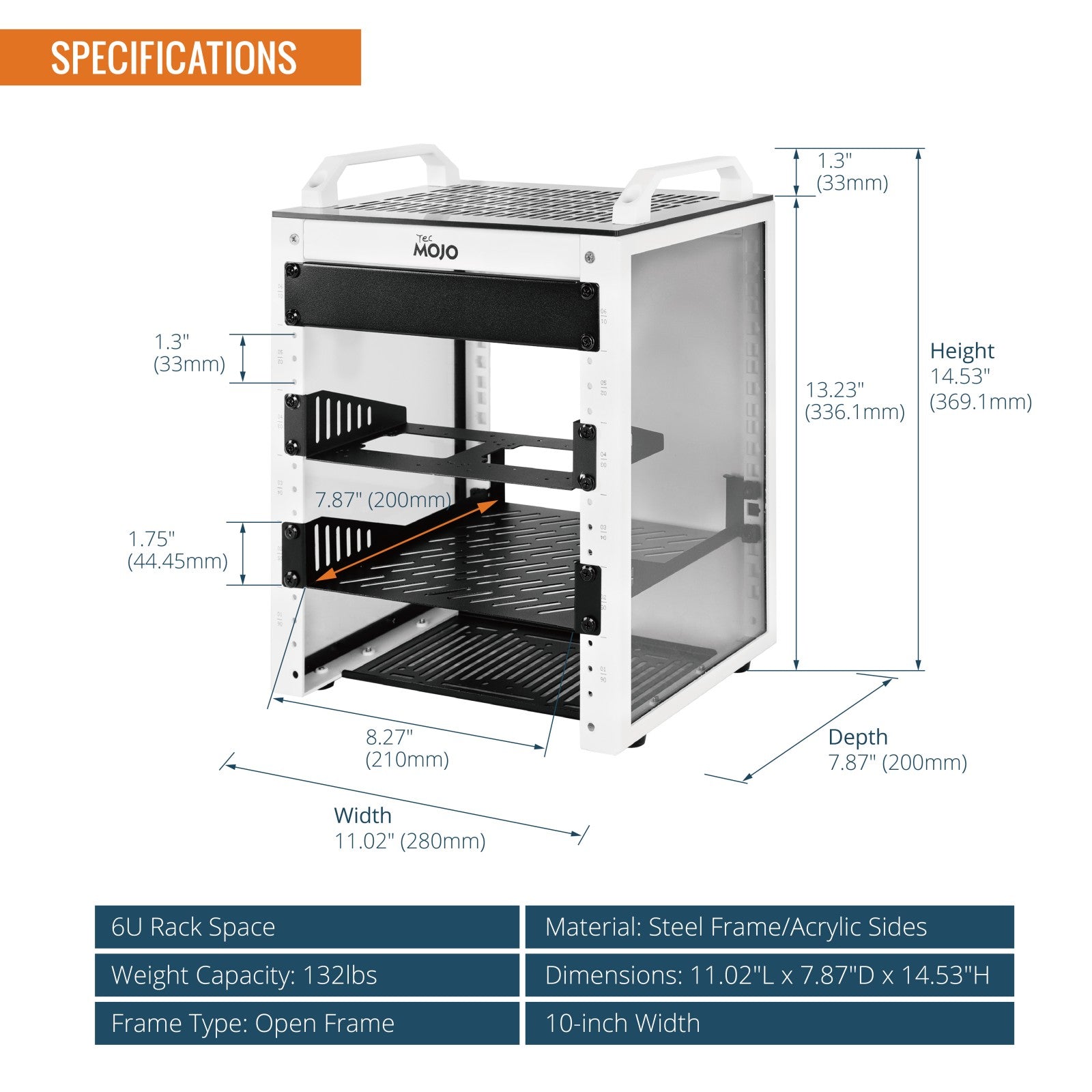Tecmojo 6U Network Rack Mini Server Rack with 2 Side Translucent Panel