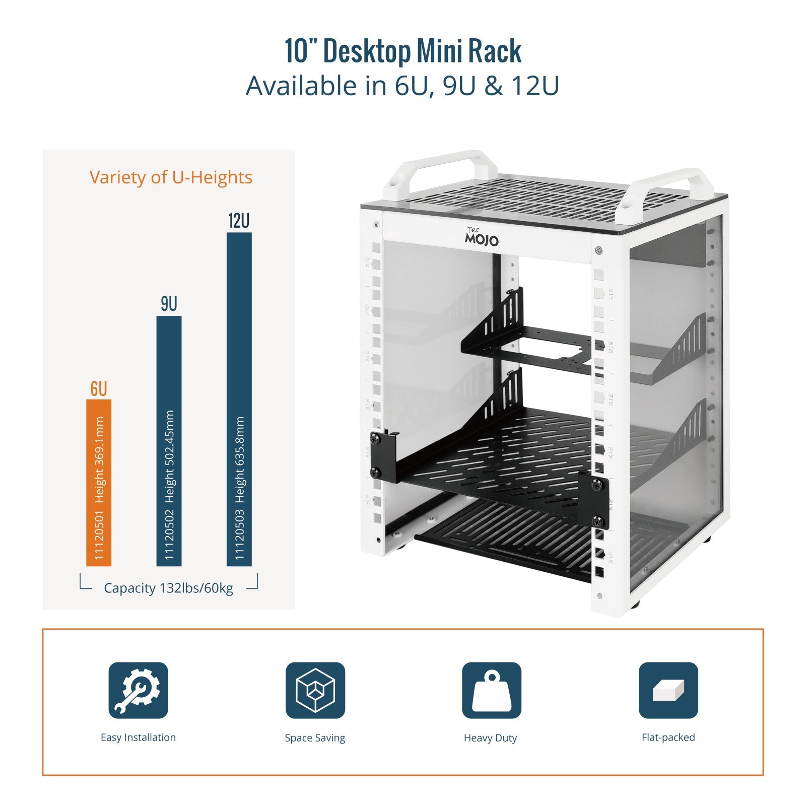Tecmojo 6U Network Rack Mini Server Rack with 2 Side Translucent Panel
