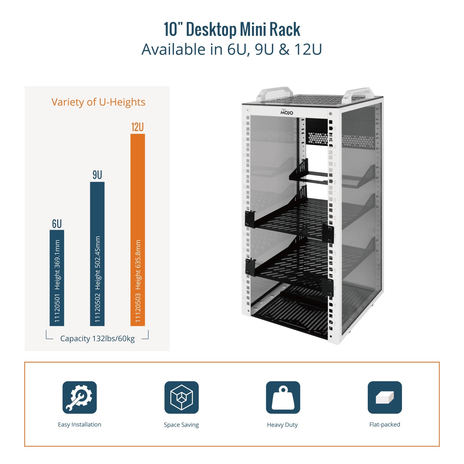 Tecmojo 12U Network Rack Mini Server Rack with 2 Side Translucent Pane