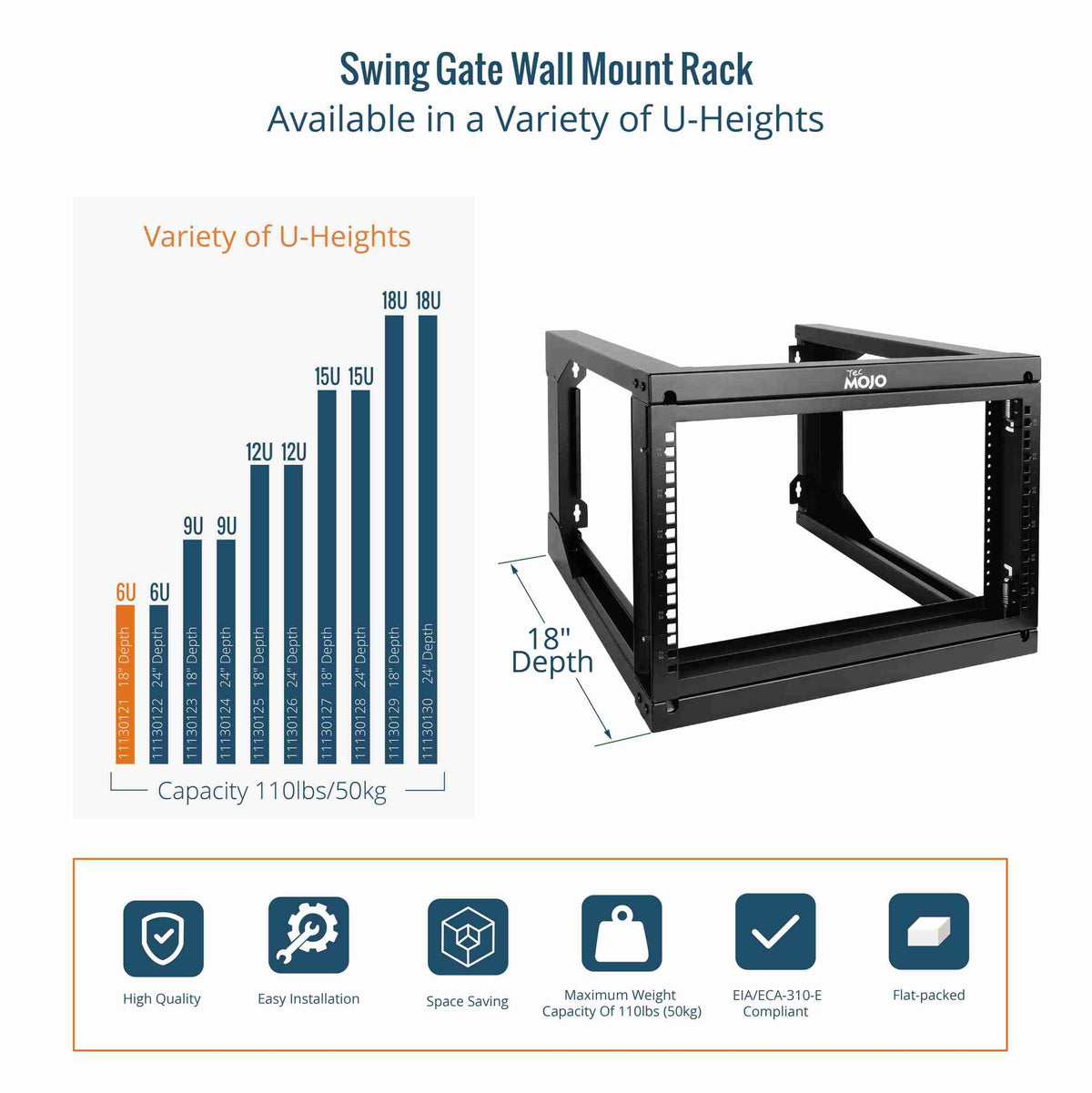 Gate Server 6U Wall Mount Server Rack,Swing Gate,18