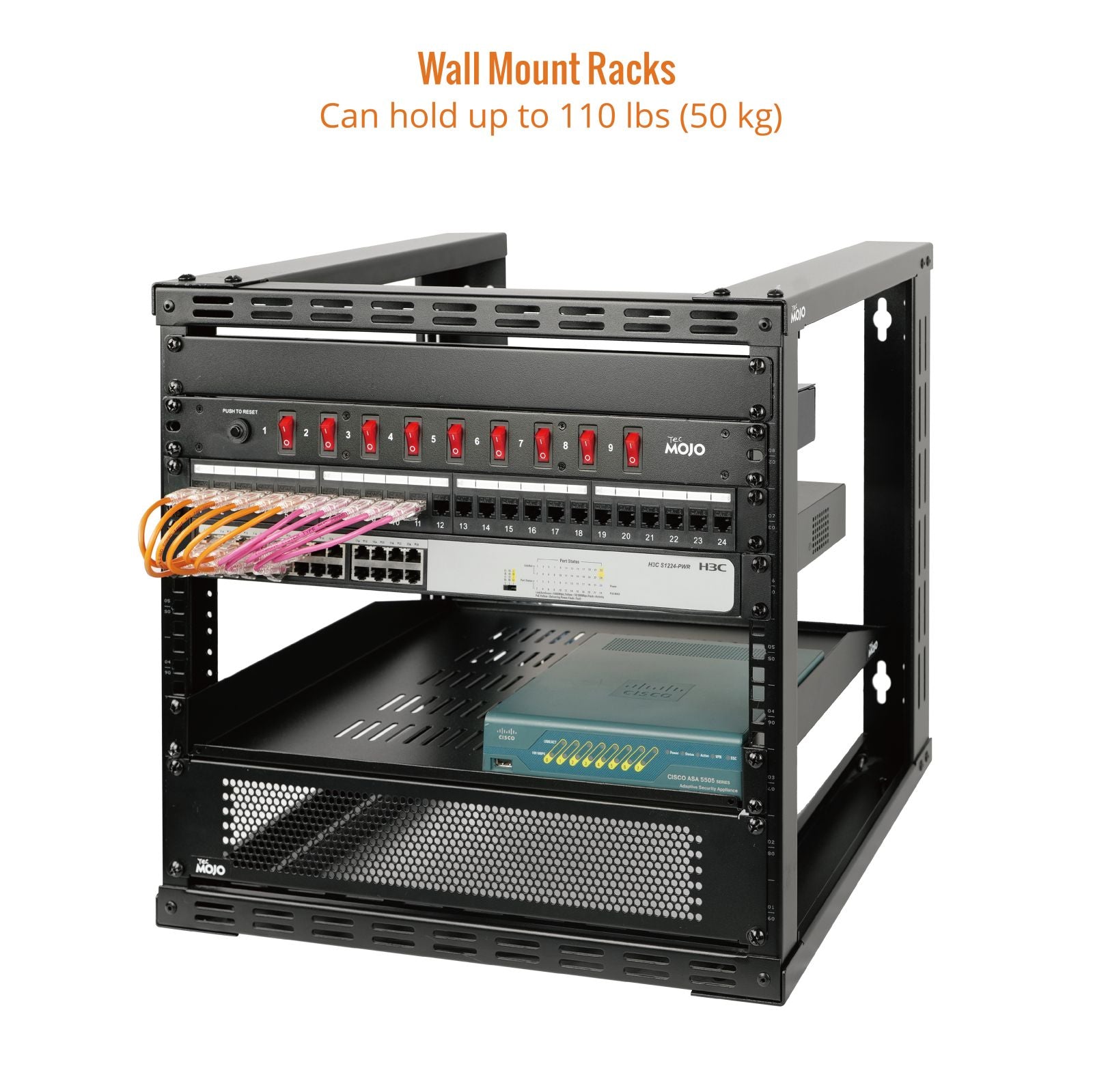 9U Wall Mount Open Frame Network Rack,24.8