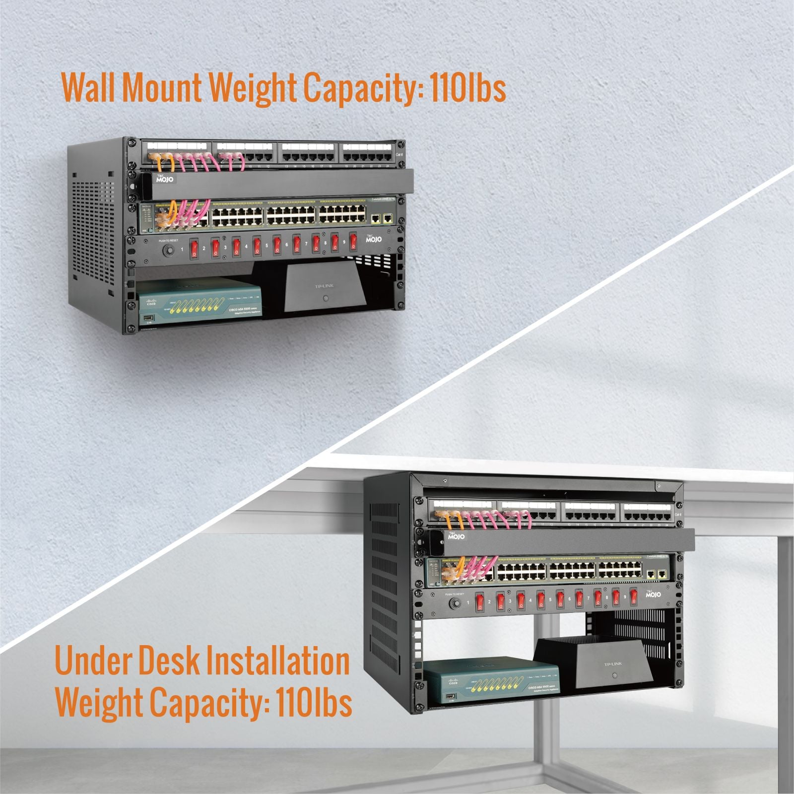 Tecmojo 4U Foldable Wall Mount Rack 13.8in Deep for Shallow Server and