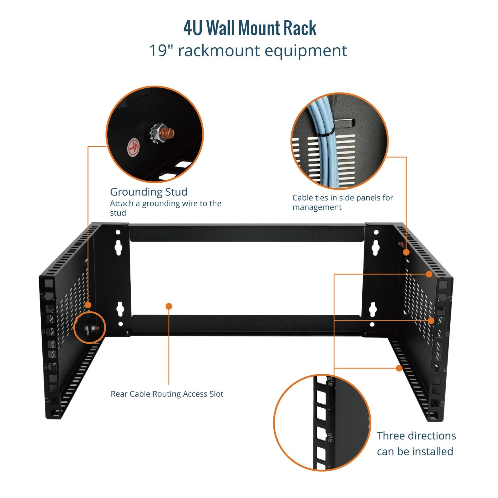 Tecmojo 4U Foldable Wall Mount Rack 13.8in Deep for Shallow Server and
