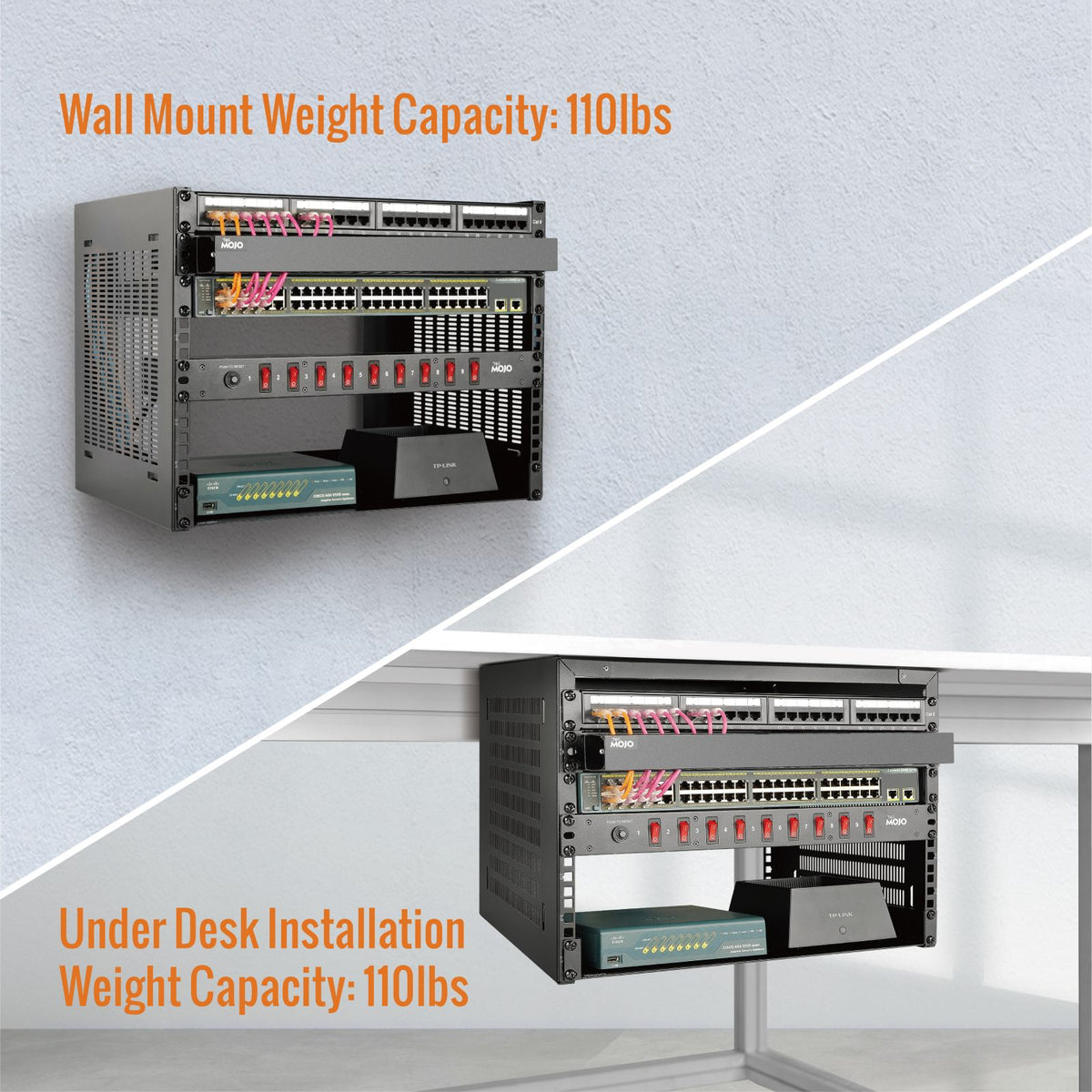Shallow Depth Rack Server 8U Foldable Wall Mount Rack 13.8