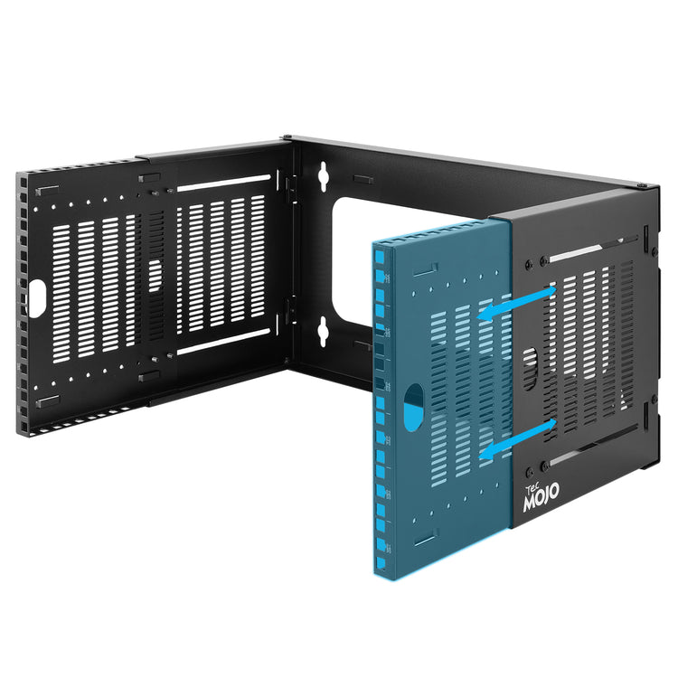 Tecmojo 6U Wall Mount Network Rack, 19" Open Frame Bracket, Adjustable Depth 9.7-15.9", 110 lb Capacity
