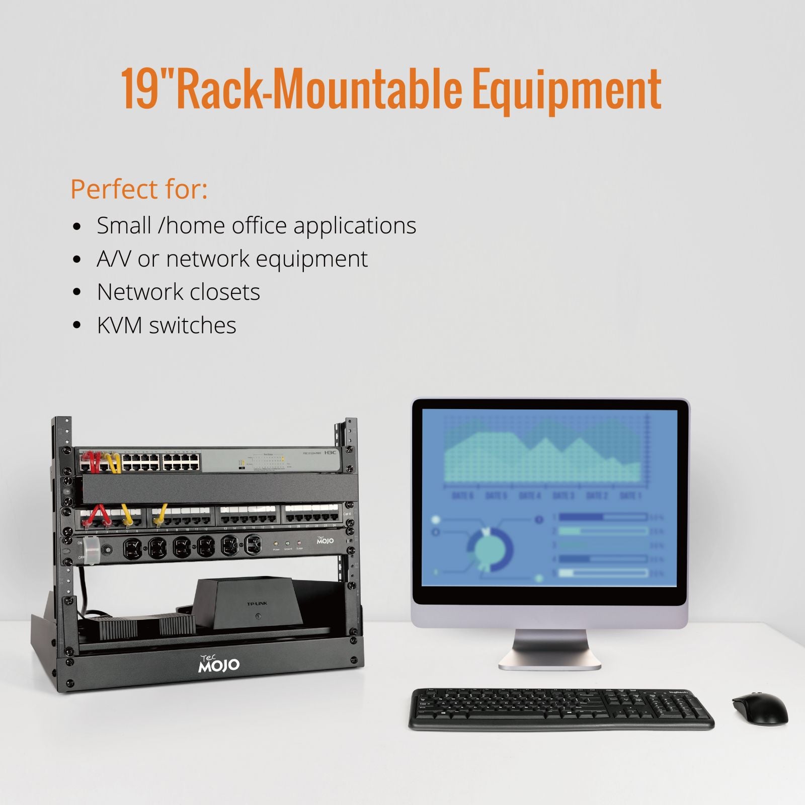 Tecmojo 8U Desktop Rack 2 Post Open Frame Rack for 19in Equipment(tapp