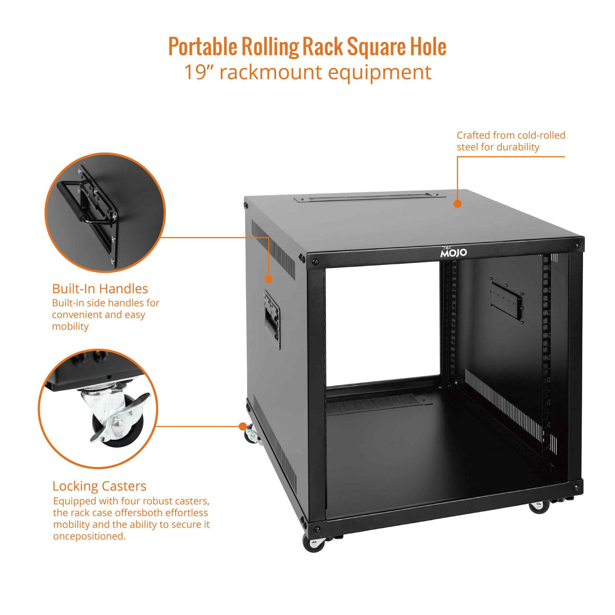 Sliding Network Rack Tecmojo 9U Portable Rolling Network Rack 4-Post Open Frame Server Rack