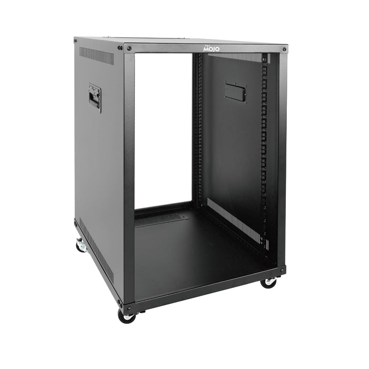 Tecmojo 15U Portable Rolling Network Rack  4-Post Open Frame Server Rack with Wheels