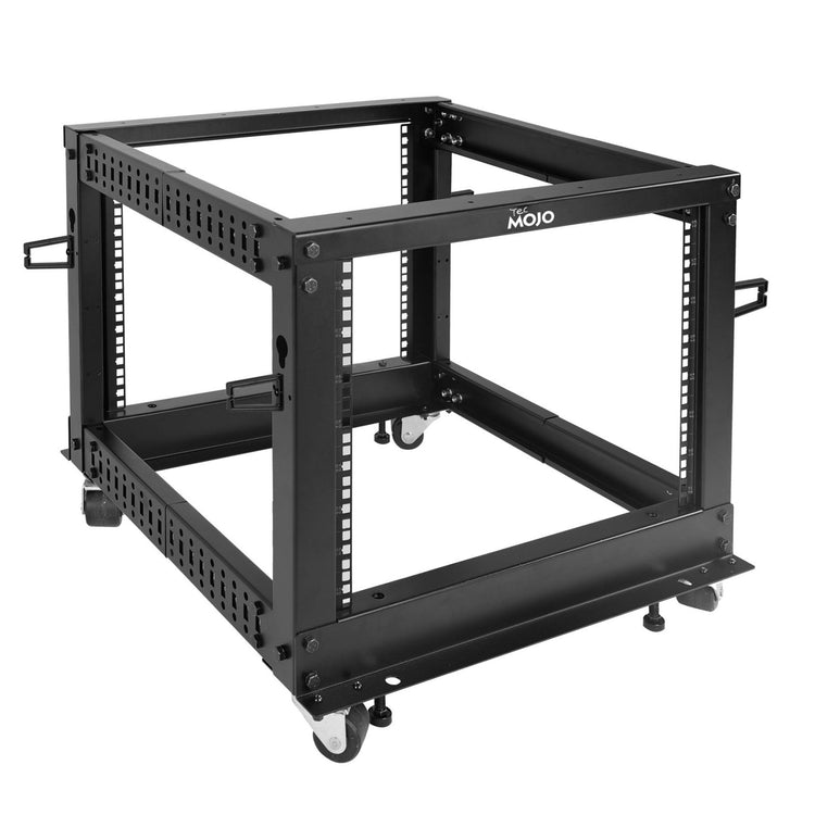 Tecmojo 8U 4-Post Adjustable Depth 26.2-44.2in Open Frame Server Rack with Casters