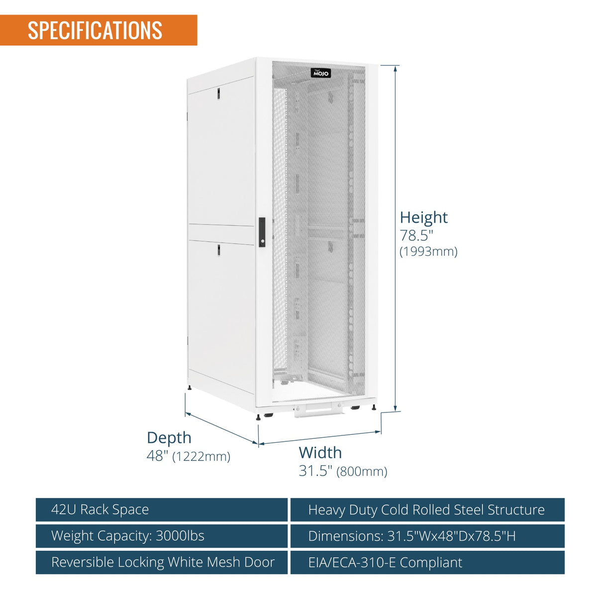 Server Rack 30 Inch Depth 42U Server Rack Cabinet 3000lbs 48