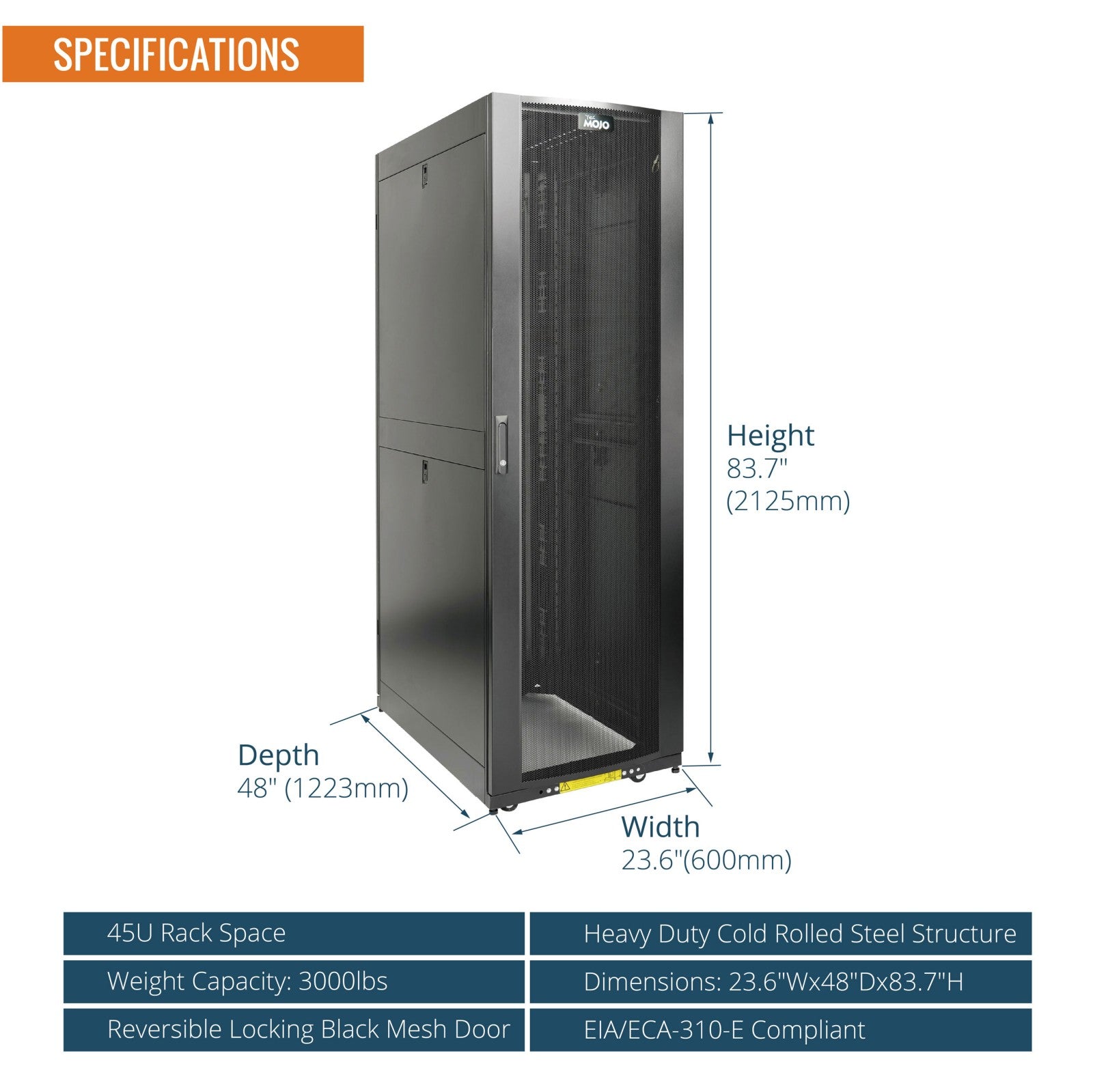 45U Server Rack Cabinet,Excellent Ventilation | Tecmojo