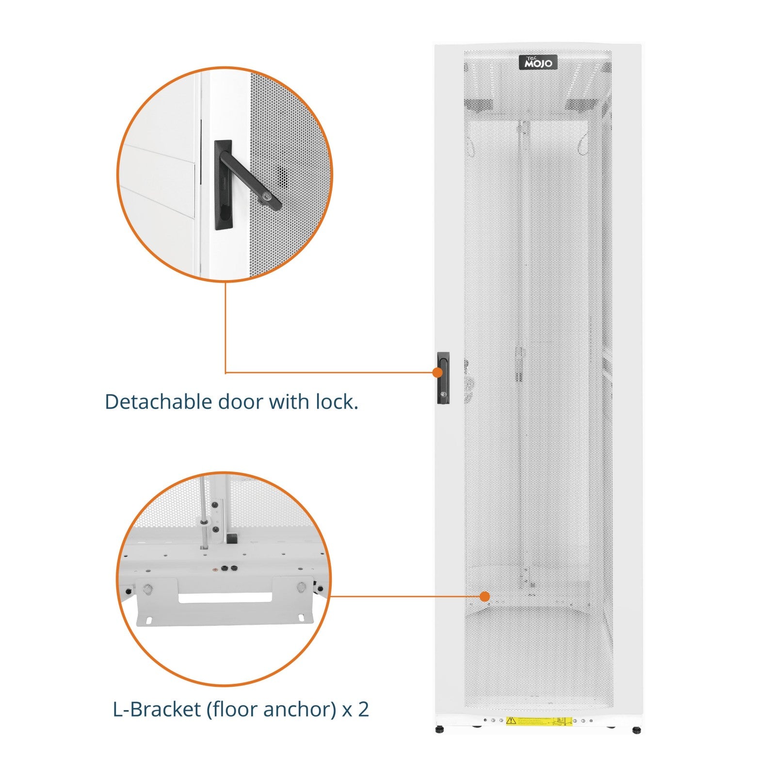 45U Server Rack Cabinet, Convenient Cable Entry | Tecmojo