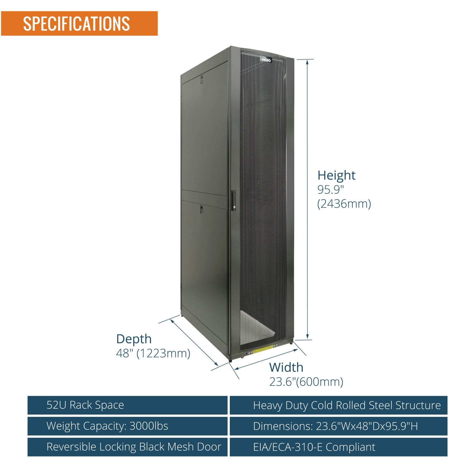 52U Server Rack Cabinet,Excellent Ventilation | Tecmojo