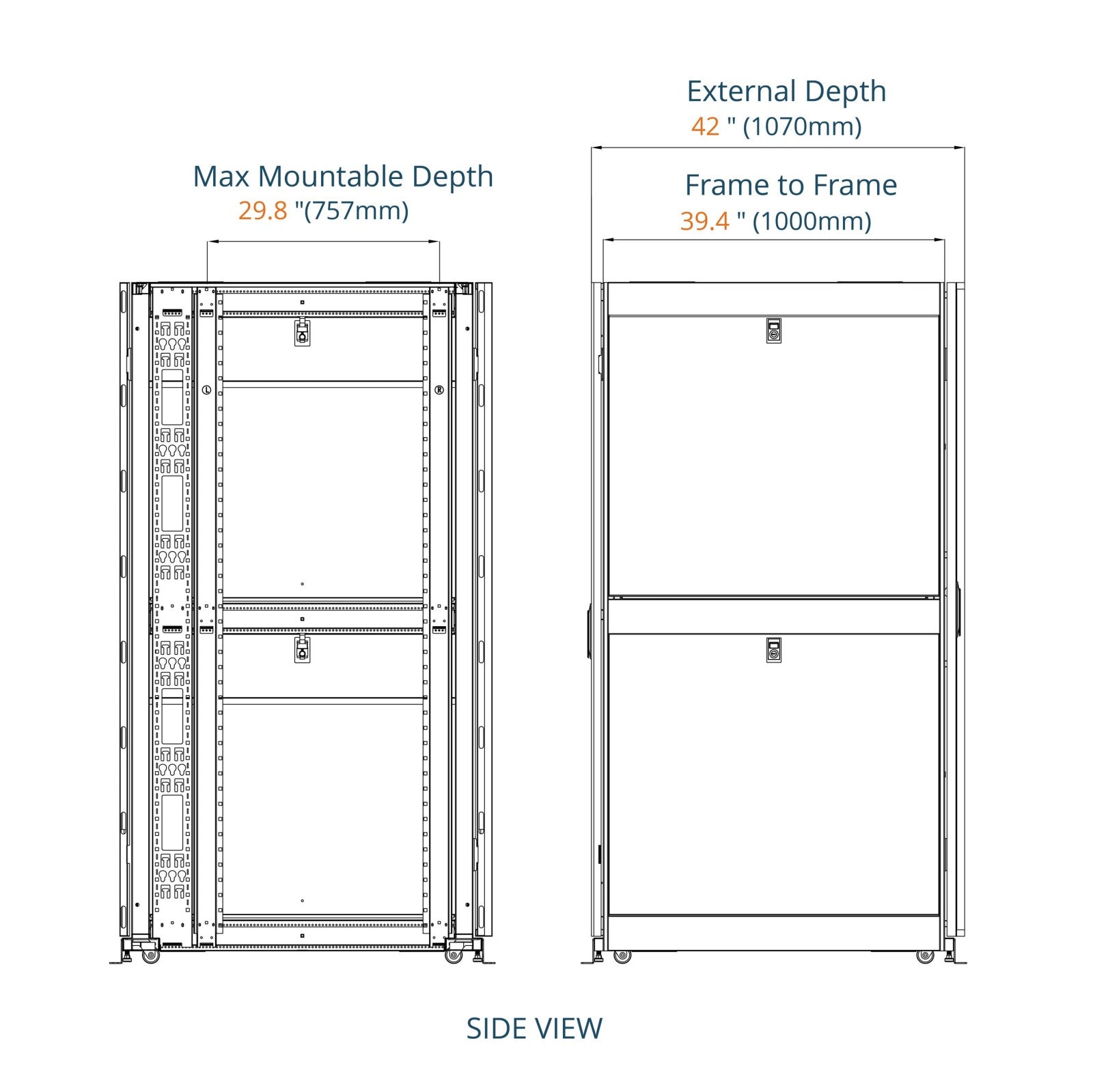 52U Server Rack Cabinet, Convenient Cable Entry | Tecmojo