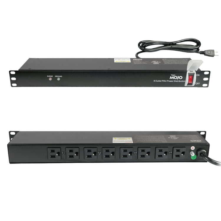 Tecmojo 1U Rack Mount 8 Outlet Power Distribution Unit With Surge Protection(Rear Outelet)