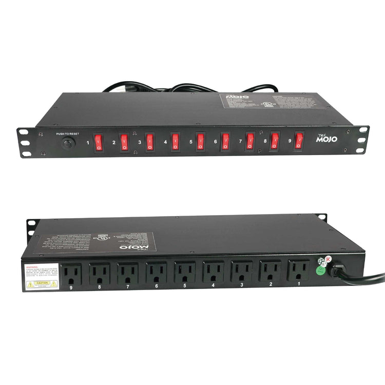 Tecmojo 9 Outlet Overloading Protection Circuit Breaker PDU Power Strip with Individual Switch