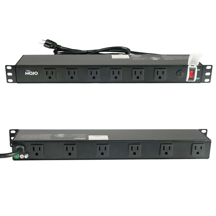 Tecmojo 1U 12 Wide-Spaced Outlet PDU Power Strip with Circuit Breaker 15A (UL Certified 12A)