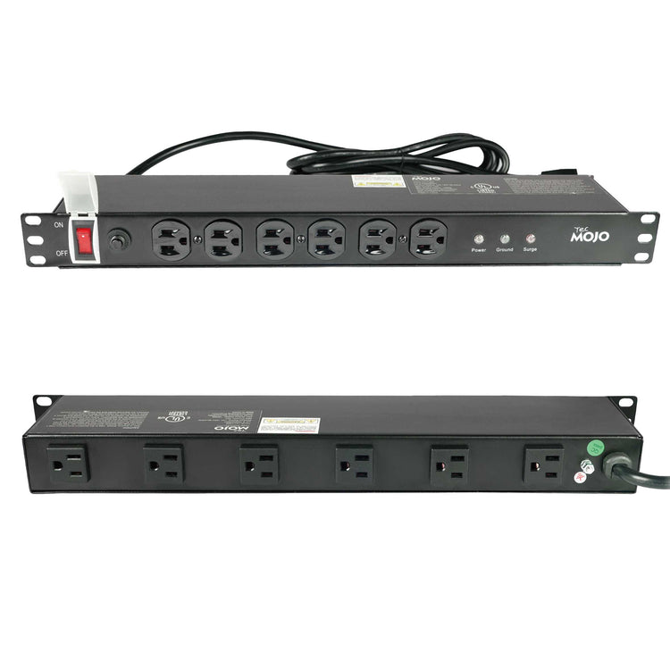 Tecmojo 1U 12 Outlet PDU Power Strip with Surge Protector(6 Front, 6 Rear Wide Spaced)