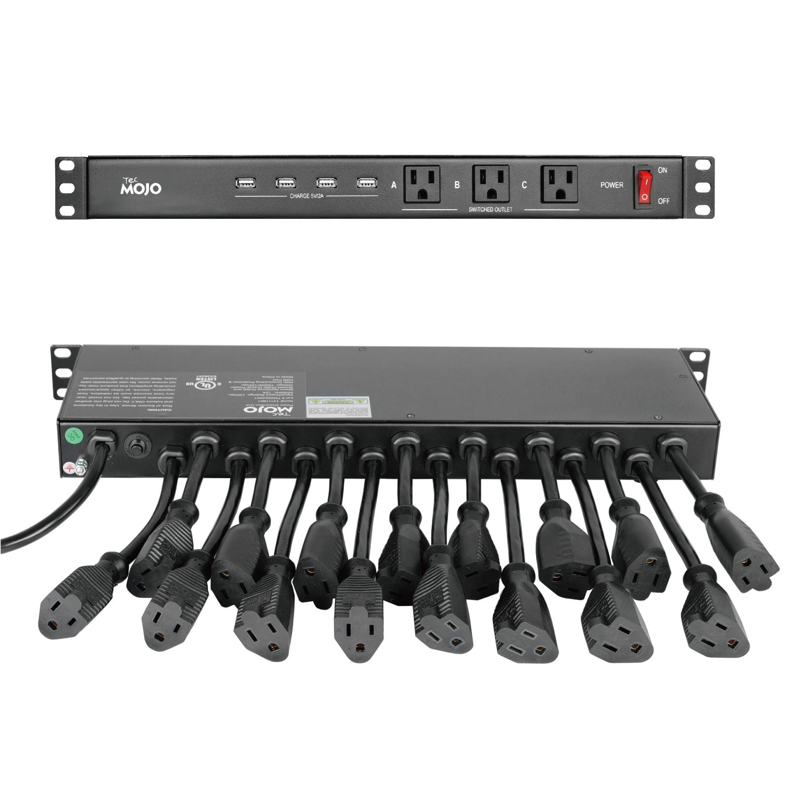 Power Sw Rack Tecmojo 1U Rack Mount 19 Outlet PDU Power Distribution Unit with Circu