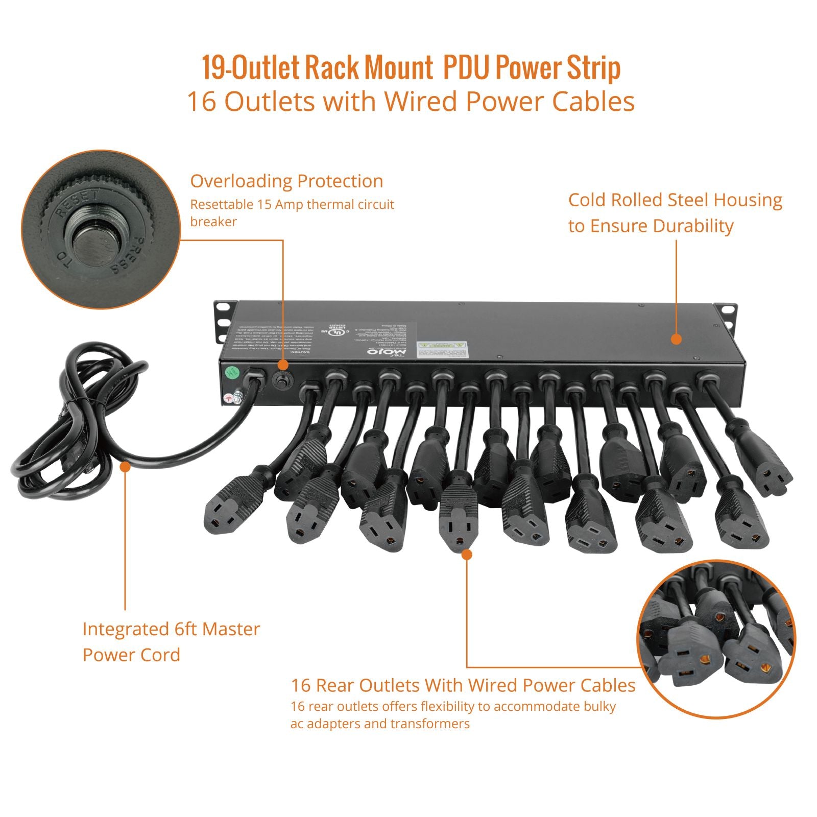 1U Rack Mount Ears Kit With Screws For IP-P4 PDU - 19" Width
