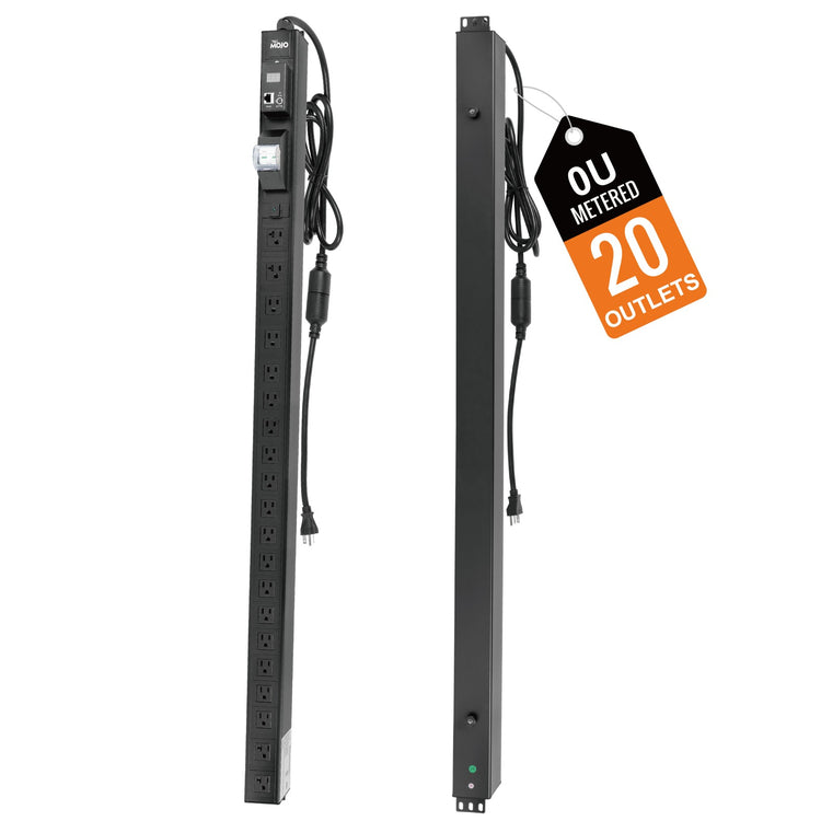 Tecmojo 20A 20-Outlet 0U Metered Rack PDU, 16 NEMA 5-15R + 4 NEMA 5-20R, L6-20P, RS485 Modbus RTU, Voltage & Current Monitoring