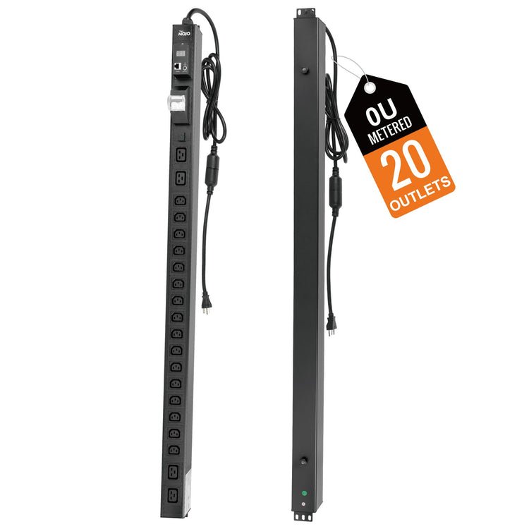 Tecmojo 20-Outlet Vertical Metered PDU, 16 NEMA 5-15R + 4 NEMA 5-20R, NEMA L6-20P Input