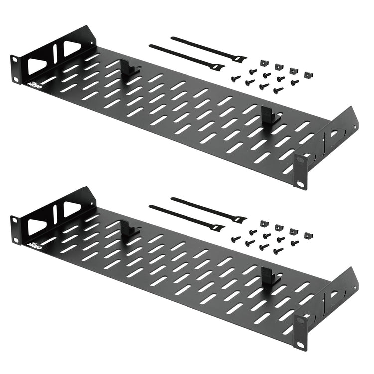 Tecmojo 1U 6 inch Depth Rack Shelf  with Anti-Slip Stops for 19 inch Equipment-55lbs Weight Capacity(2 Pack)