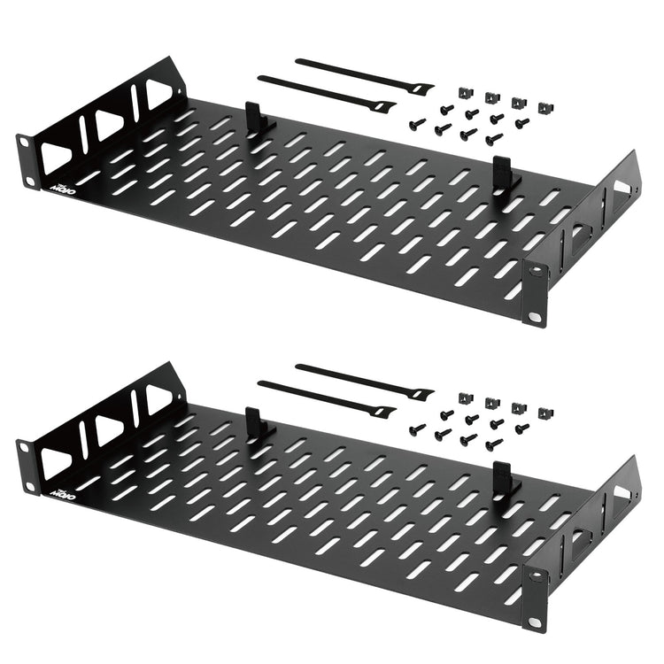 Tecmojo 1U 8 inch Depth Rack Shelf  with Anti-Slip Stops for 19 inch Equipment-55lbs Weight Capacity(2 Pack)