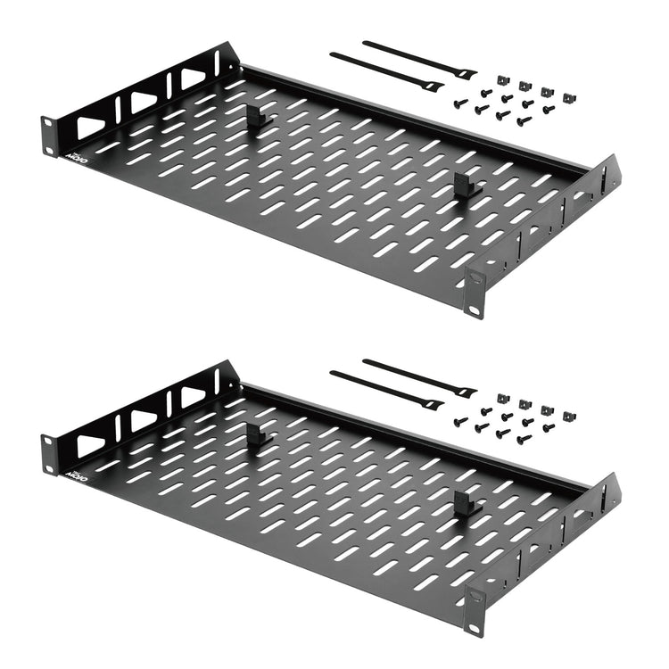 Tecmojo 1U 10 inch Depth Rack Shelf  with Anti-Slip Stops for 19 inch Equipment-110lbs Weight Capacity(2 Pack)