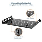10 Inch Depth Rack Tecmojo 1U 10 inch Depth Rack Shelf with Anti-Slip Stops for 19 inch E