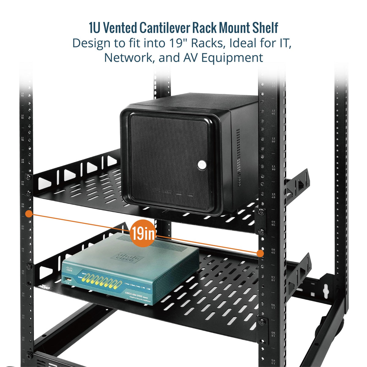 10 Inch Depth Rack Tecmojo 1U 10 inch Depth Rack Shelf with Anti-Slip Stops for 19 inch E