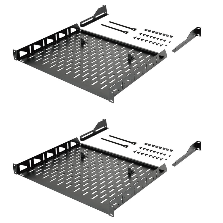 Tecmojo 1U 14 inch Depth Rack Shelf  with Anti-Slip Stops for 19 inch Equipment-110lbs Weight Capacity(2 Pack)