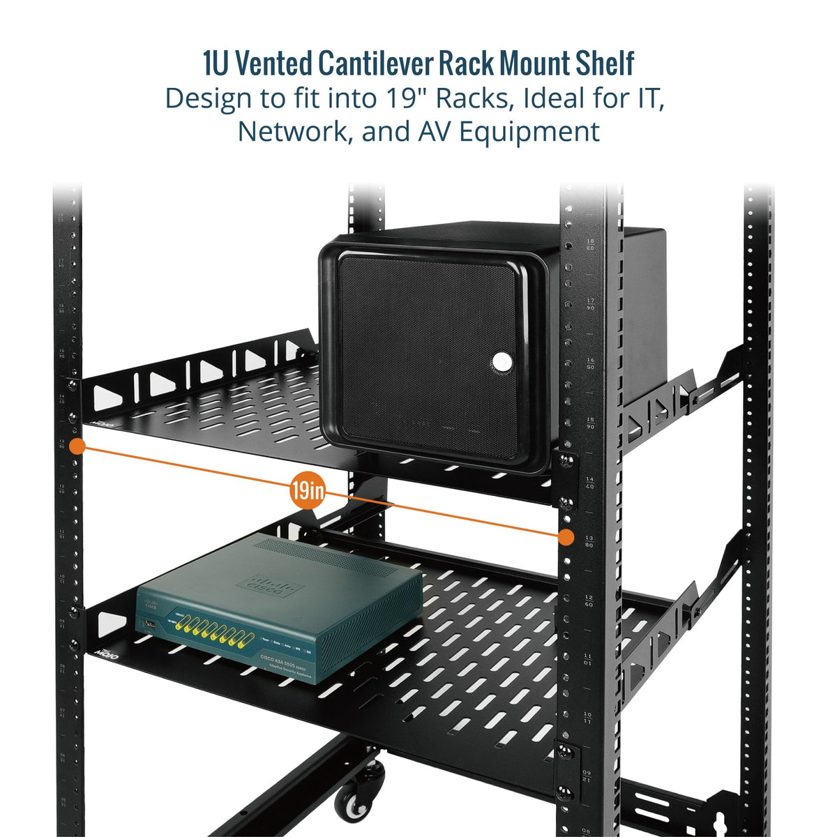 Iu Shelf Rack Tecmojo 1U 14 inch Depth Rack Shelf with Anti-Slip Stops for 19 inch E
