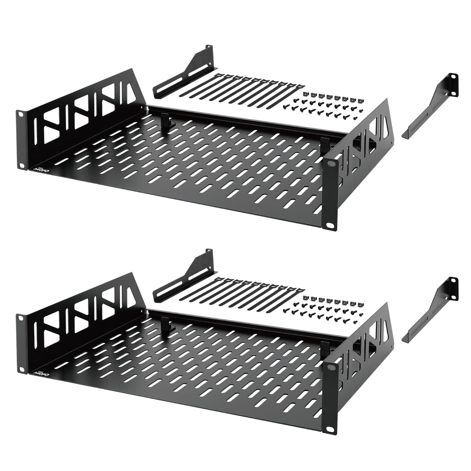 Tecmojo 2U 12 inch Depth Rack Shelf with Anti-Slip Stops for 19 inch E