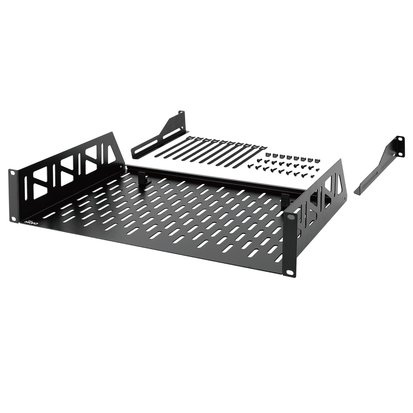 Tecmojo 2U 12 inch Depth Rack Shelf with Anti-Slip Stops for 19 inch E