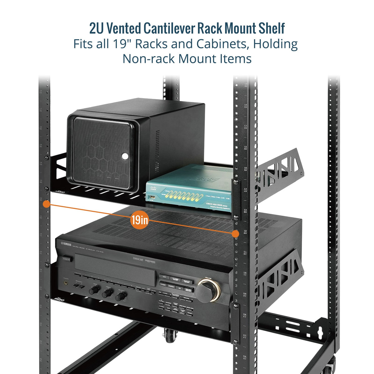 14x16 Inch Rack Tecmojo 2U 16 inch Depth Rack Shelf with Anti-Slip Stops for 19 inch E